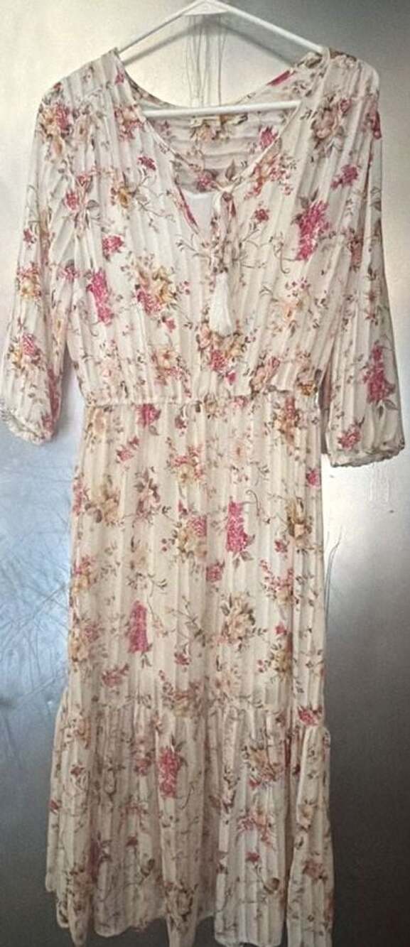 Indigo Rose Floral Print Long Dress